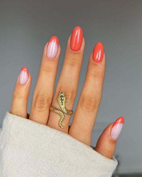 Trendy Spring Nails 2023, Nails Verano, Nail Art Orange, Spring Nails 2023, Orange Nail Art, Summer Nails Almond, Orange Nail Designs, Fun Summer Nails, Retro Nails