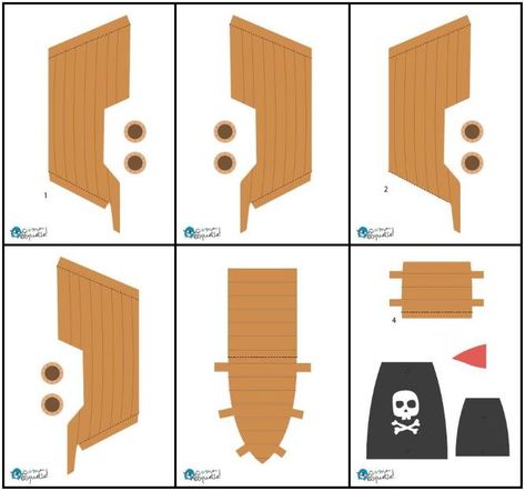 Pirate Ship Craft For Kids, Pirate Ship Template Free Printable, Pirate Printables Free Templates, Cardboard Pirate Ship Diy, Pirate Ship Template, Ship Papercraft, Pirate Ships Diy, Pirate Ship Craft, Kids Pirate Ship