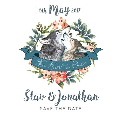 Save the date, wolf , wolves wedding , wolf wedding invite, the hunt is over Wolf Wedding Theme, Raven Wedding, Wolf Wedding, Unique Wedding Signs, Winter Wildlife, Blue And Silver Nails, Woods Wedding, Create Wedding Invitations, Forest Theme Wedding