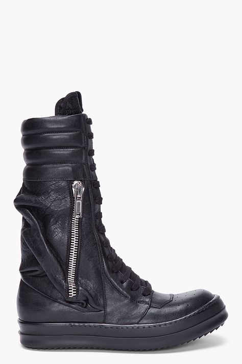 Rick Owens Sneaker Boot Rick Owens Thick Laces, Rick Owens Sneakers, Dystopian Fashion, Funky Shoes, Black Cargo, Sneakers For Women, Shoe Art, Future Fashion, Rick Owens