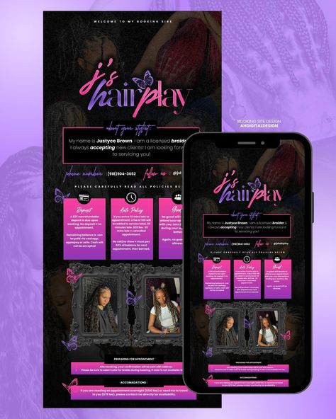 Our top seller : Pick 3 Package Our client @jshairplay secured her - logo - business card design - acuity booking site design This is her second time booking her acuity design —-> swipe through to see the growth 🥹😍 #hairstylist #braider #branding #contentcreation #findmydesign Acuity Site Design, Acuity Booking Site Design Ideas, Acuity Design, Booking Site Design, Acuity Booking Site, Coffee Site, Free Business Logo, Beauty Room Salon, Business Card Logo Design