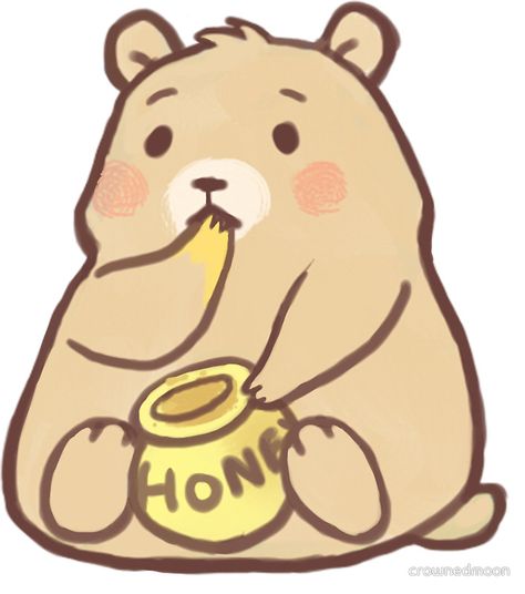 Cute Bear Eating Honey" Stickers by crownedmoon | Redbubble Bear Eating Honey, Honey Illustration, Bee Project, Bear Eating, Bee Kitchen, Milk Art, Bear Honey, Twisted Tree, Honey Design