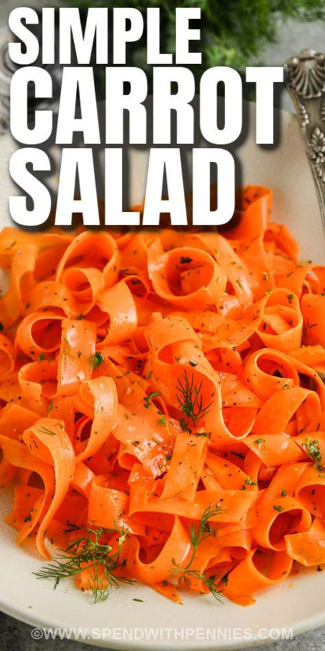 Raw Carrot Salad, Salad With Herbs, Carrot Salad Recipes, Quick Side Dishes, Scalloped Potatoes Cheesy, Creamy Cucumber Salad, Crunchy Salad, Raw Carrots, Colorful Dishes