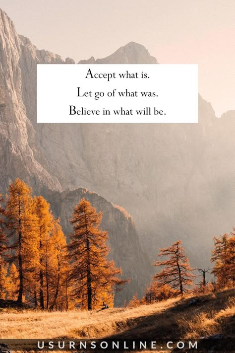 Letting Go Quote: Accept what is. Let go of what was. Believe in what will be Ask For Help Quotes, Let Go Quotes Relationships, Letting You Go Quotes, Declutter Quotes, Yes Theory, Depp Quotes, New Year Resolution Quotes, Quotes For Healing, Kind Words Are Like Honey