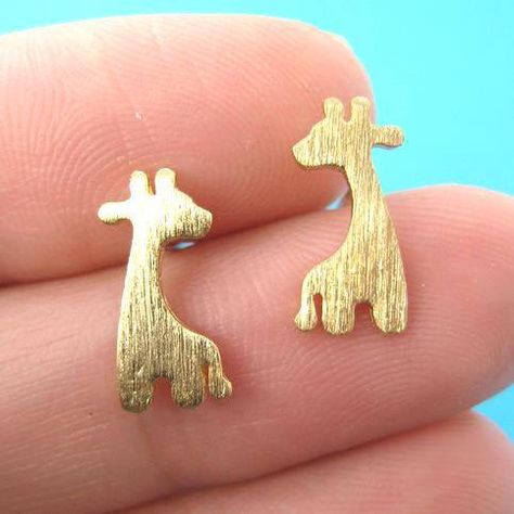 Giraffe Silhouette Animal Stud Earrings in Gold with Allergy Free Earring Posts Giraffe Earrings, Giraffe Jewelry, Giraffe Silhouette, Embellished Flats, Titanium Earrings, Super Cute Animals, Jewelry Post, Animal Earrings, Free Earrings