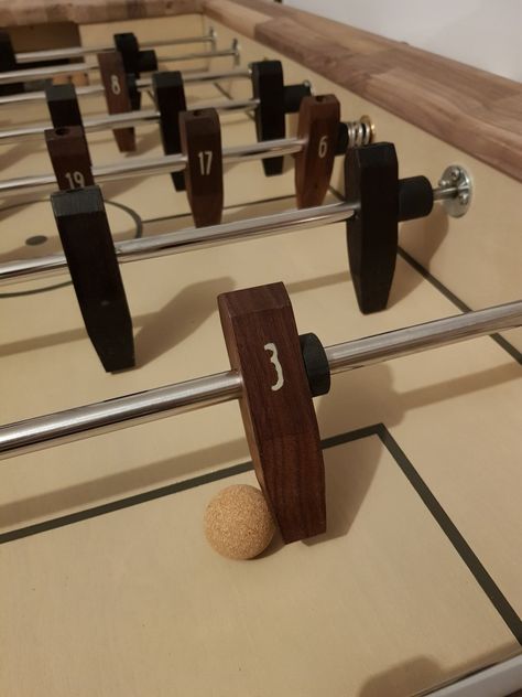 Fuseball Table, Foosball Table Diy, Billiards Room Decor, Woodturning Art, Beautiful Room Ideas, Game Room Bar, Barber Shop Decor, Wood Games, Foosball Table