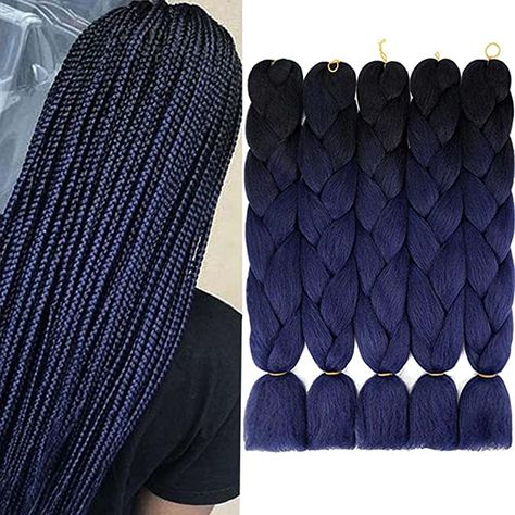 Senegal Twist, Ombre Braiding Hair, Navy Blue Hair, Jumbo Braiding Hair, Hair African, Afro Braids, Ombre Braid, Different Braids, Braiding Hair Extensions