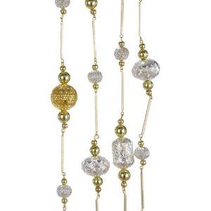 Kurt Adler 6' Silver and Gold Metal Beads Garland Silver Tinsel Tree, Bead Garland Christmas Tree, Santa Is Coming To Town, Christmas Mood Board, Christmas Tree Beads, Beaded Tree, Beads Garland, Christmas Everyday, Santa Is Coming