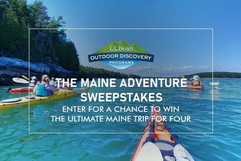 The LL Bean Maine Adventure Sweepstakes will award one Grand Prize Winner a trip for 4 to Freeport, Maine during Summer 2023. Ll Bean Freeport Maine, Penobscot Maine, Skowhegan Maine, Freeport Maine, French’s Point Maine, Free Camping, Travel Packages, Ll Bean, Camping Trip