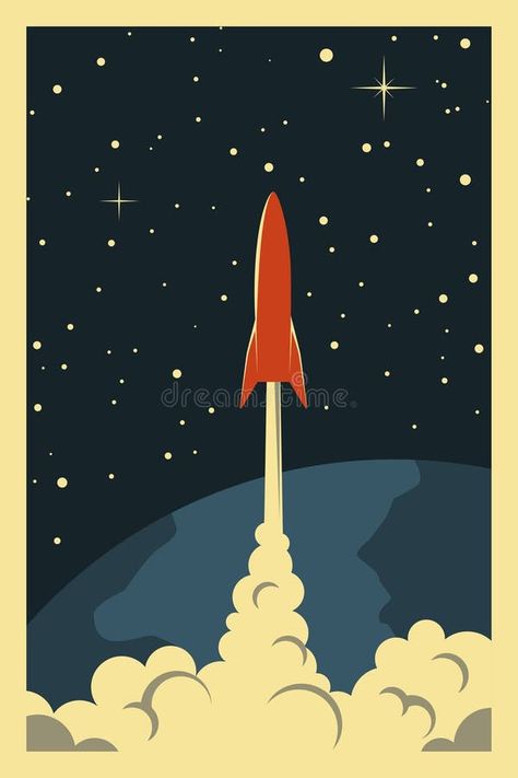 Space Illustration Aesthetic, Space Race Aesthetic, Physics Presentation, Planet Illustration Design, Mars Illustration, Rocket Illustration, Space Rocket Illustration, Space Pics, Rocket Ships