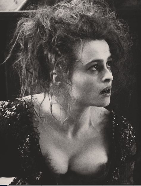 Mrs. Lovett's hair Helena Bonham, Sweeney Todd, Bonham Carter, Helena Bonham Carter, Curly Hair, A Woman, Black And White, Hair, White