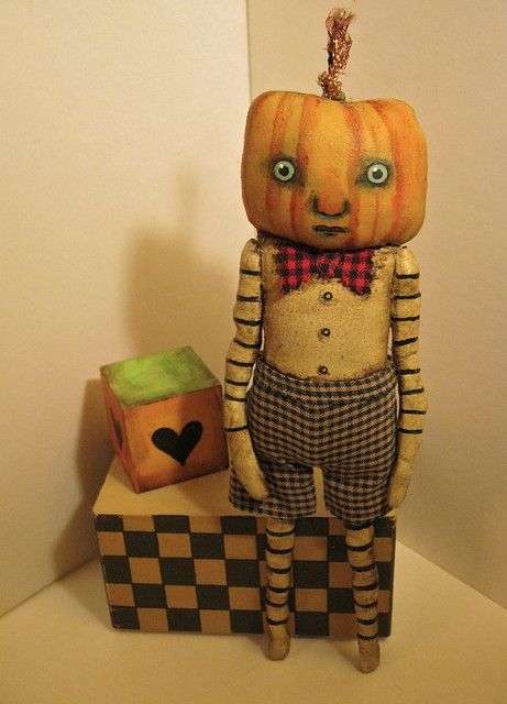 Pumpkin head boy doll , sandy mastroni | Sandy Mastroni | Flickr Pumpkin Head Art, Prim Pumpkins, Pumpkin Doll, Creepy Pumpkin, Harvest Blessings, Head Art, Primitive Halloween, Painted Face, Pumpkin Head