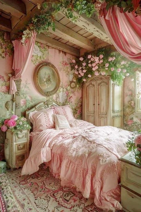 Royal Room, Victorian Bedroom, Casa Country, Casa Vintage, Pink Bedrooms, Shabby Chic Bedroom, Shabby Chic Bedrooms, Vintage Bedroom, Granny Chic