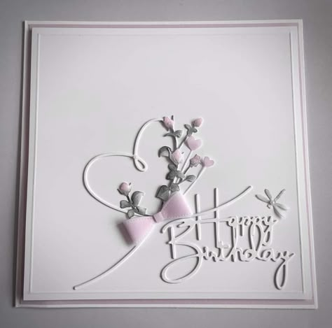 Female Birthday Cards Handmade, Elegant Birthday Cards, Birthday Cards Ideas, Female Birthday Cards, Birthdays Cards, Class Board, Happy Birthday Cards Diy, 70th Birthday Card, White Cards