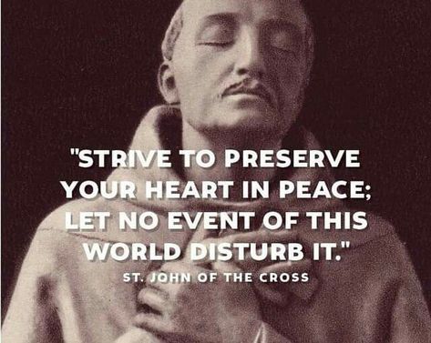 Don't let the world destroy your Peace of Heart John Of The Cross Quotes, The Cross Quotes, St Edith Stein, Cross Quotes, St John Of The Cross, John Of The Cross, St Francis Xavier, Edith Stein, Francis Xavier