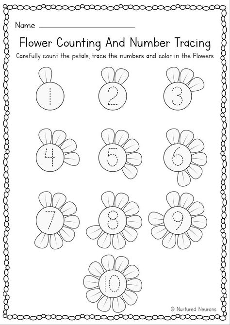 Preschool Flower Math Activities, Worksheet On Flowers For Kindergarten, Math Flower Activities Preschool, Spring Math Worksheets Preschool, Number 1 2 3 4 Worksheet, Counting Flowers Preschool, Spring Tracing Sheets Preschool, Math For Preschoolers Worksheets, Preschool Activities Numbers