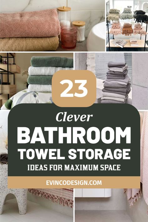 Maximize every inch with these Bathroom Towel Storage Ideas designed to combine style and function. From creative DIY Towel Racks to smart Towel Storage Ideas for Small Bathrooms, discover clever ways to organize your space. Whether you have Small Linen Closets or an RV Bathroom, these solutions keep your towels neatly stored and accessible. Save now for space-saving inspiration! Space Saving Towel Storage, Basket For Bathroom Towels, Towel Organizer Bathroom, Organize Towels Small Spaces, Towel Storage Cupboard, Bath Towel Storage Under Sink, Freestanding Bathtub Storage Ideas, Ways To Store Towels In Small Bathroom, How To Store Towels In Bathroom