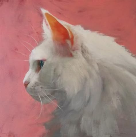 White Cat Oil Painting, White Cat Drawing, White Cat Painting, Cat Portrait Painting, Pet Portrait Paintings, Dog Portraits Art, Custom Cat Portrait, Cat Paintings, Pet Portrait Painting