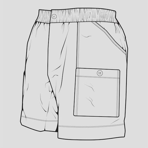 Aw 23, Outline Drawing, Drawing Vector, Sketch Style, Flats Patterns, Outline Drawings, Technical Drawing, Fashion Kids, Short Pants