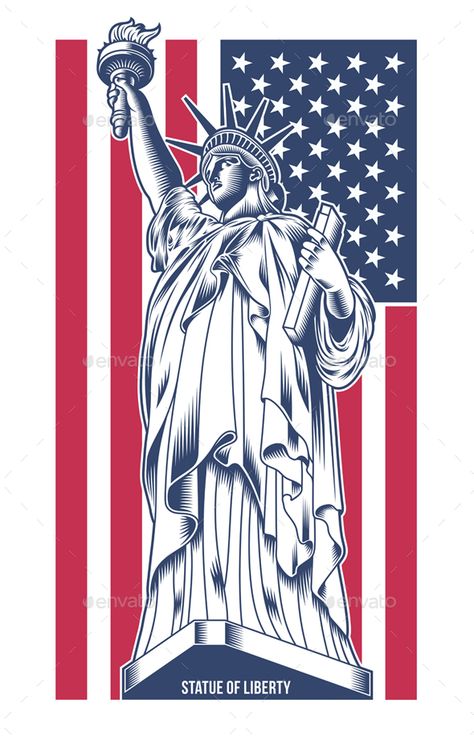 Statue of Liberty Vector Illustration -Vector EPS. Download:  https://graphicriver.net/item/statue-of-liberty-vector-illustration/22088719?ref=ksioks Statue Of Liberty Tattoo Design, Statue Of Liberty Illustration, Statue Of Liberty Drawing, Statue Of Liberty Tattoo, Usa Illustration, Insignia Design, Liberty Tattoo, New York Illustration, Cash App Gift Card