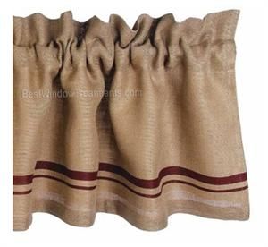 Grain Sack style stripe valance - kitchen curtains with header Kitchen Decorating Ideas Themes, Cajun Kitchen, Farm Style Decor, Burlap Valance, Windows Treatments, Curtain Valances, Country Primitive Decor, Country Lighting, Kitchen Window Curtains