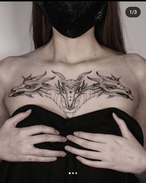 Skull Chest Tattoo Female, Skull Chest Tattoo, Chest Tattoo Female, Tattoo Female, Chest Tattoos, Grey Tattoo, Tat Ideas, Chest Tattoo, Black And Grey Tattoos