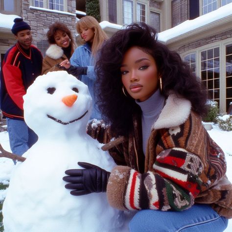 Black Women Christmas, Christmas Black People, Black People Christmas, 90s Christmas Aesthetic, Black Christmas Movies, Black Woman Luxury Aesthetic, Prom Photos, Career Fashion, Girl Body