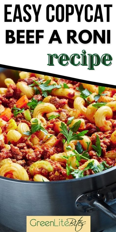 Homemade Beef Aroni, Beef Roni Recipe, Beef A Roni Recipes Homemade, Beef A Roni Recipes, Beef A Roni, Pasta Ground Beef, Pasta With Peas, Wheat Pasta, Easy One Pot Meals