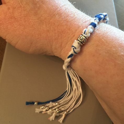 Tzitzit ladies bracelet, so graciously given to me! ❤️it!!! How To Make Tzitzit Bracelet, Tzitzit Bracelet, Tassels With Beads, Make Tassels, Jewish Beliefs, Catholic Pictures, Christian Holidays, Learn Hebrew, Fabric Bracelets