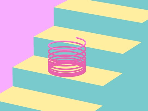 Slinky by István Szécsényi - Dribbble Slinky Painting, Slinky Aesthetic, Slinky Illustration, Slinky Photography, Jump Animation Gif, Experimental Animation Gif, Energy Painting, Toy Brands, Short Animation