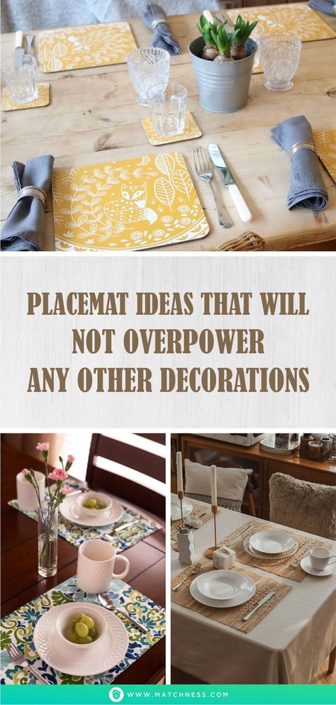 When you want to transform your dining space into something impressive, you can start by having a selected placemat. #placematideas #diningtabledecorideas #diningspacedecorideas Table Mats Ideas Dining Rooms, Place Mats Ideas Dining Rooms, Dining Room Placemats, Placemats Ideas Dining Rooms, Placemat Ideas, Dining Place Mats, Dining Table Placemats, Table Placemats, Trumpets