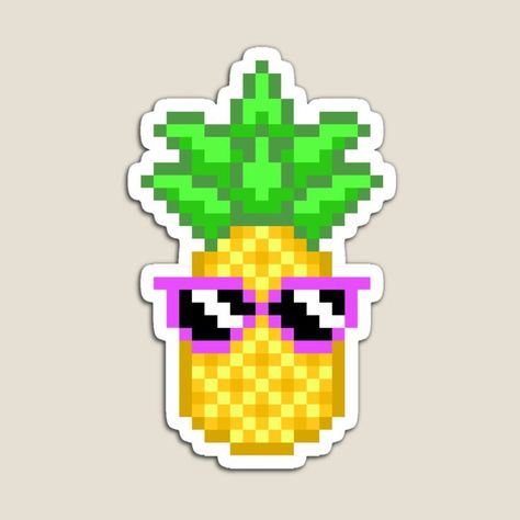 Pineapple Pixel Art, Pixel Art Kawaii, Pineapple Sticker, Easy Pixel Art, Art Kawaii, Funny Sticker, Retro Gamer, Perler Patterns, Craft Fair