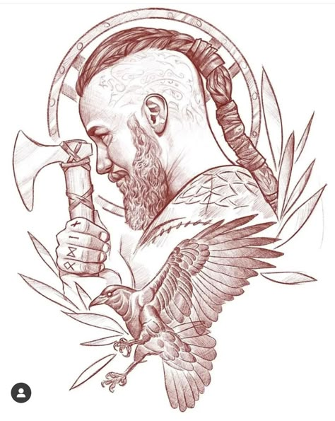 Warrior Tattoo Ideas, Ragnar Lothbrok Tattoo, Viking Drawings, Ragnar Vikings, Viking Warrior Tattoos, Arte Viking, Viking Tattoo Symbol, Art Viking, Vikings Ragnar