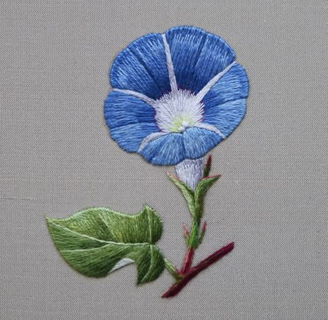 Morning Glory Flower Embroidery, Morning Glory Embroidery, Embroidery Stitches Beginner, Embroidery Store, Simple Hand Embroidery Patterns, Embroidery Hoop Wall Art, Hand Embroidery Patterns Flowers, Hand Embroidery Tutorial, Hand Work Embroidery