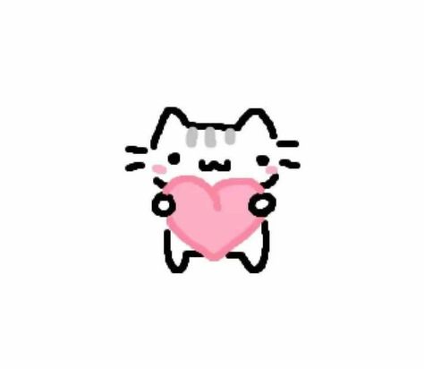 Cute Cats In Love Drawing, Doodles For Crush, Sweet Doodles For Him, Cat With Heart Drawing, Cute Love Icons, Silly Cat Drawing Doodles, Icon Ideas Aesthetic, Cute Thank You, Baby Cat Drawing