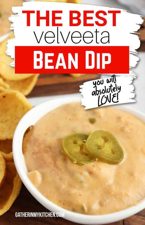 This Velveeta bean dip is so quick and easy to make. Perfect for the big game. Turkey Rolls, Slow Cooker Appetizers, Slow Cooker Beans, Crock Pot Dips, Bbq Wings, Crowd Pleasing Appetizers, Tacos And Burritos, Bean Dip, Breakfast Drink