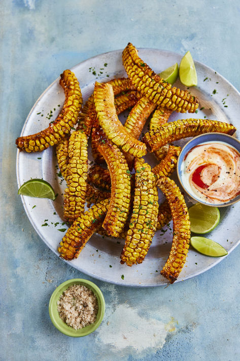 Transform your summer barbecues with BBQ Corn Ribs, infused with the rich, smoky flavor of Maldon Smoked Sea Salt flakes. These corn ribs are grilled to perfection, delivering a delightful combination of sweetness and charred goodness. Sweetcorn Ribs, Smoked Corn Ribs, Grilled Corn Ribs Recipe, Cajun Grilled Corn On The Cob, Bbq Corn On The Cob In Husk, Bbq Corn, Smoked Sea Salt, Sriracha Mayo, Summer Barbecue