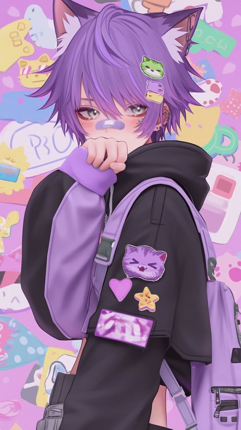 Femboy Wallpaper Computer, Catboy Fanart, Cat Boy Art, Catboy Art, Catboy Anime, Anime Cat Boy, Neko Boy, Cat Boy, Anime Devil