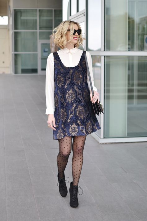 Dot Tights Outfit, Polka Dot Tights Outfit, Tights Top, Polka Dot Tights, Tight Dress Outfit, Clothing Blogs, Boating Outfit, Lace Tights, Tights Outfit