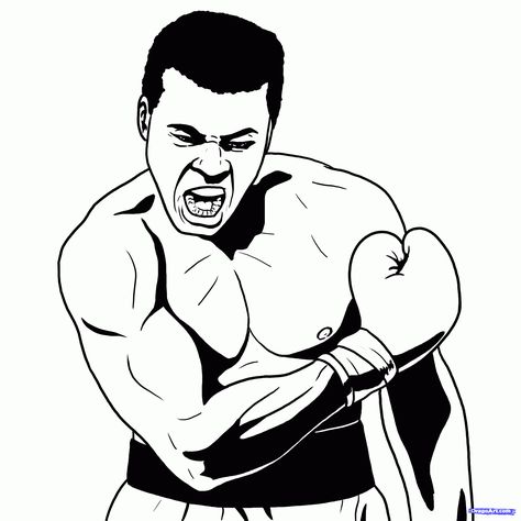 Boxer Outline, Boxing Drawing, Sting Like A Bee, Float Like A Butterfly, Like A Butterfly, Drawing Guide, Outline Drawing, Comic Book Style, Book Style