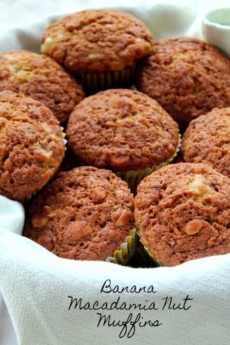 Macadamia Nut Muffins, Use Up Bananas, Macadamia Nut Recipes, Nut Muffins, Moist Muffins, Nut Recipes, Chocolate Toffee, Macadamia Nut, Banana Flavored