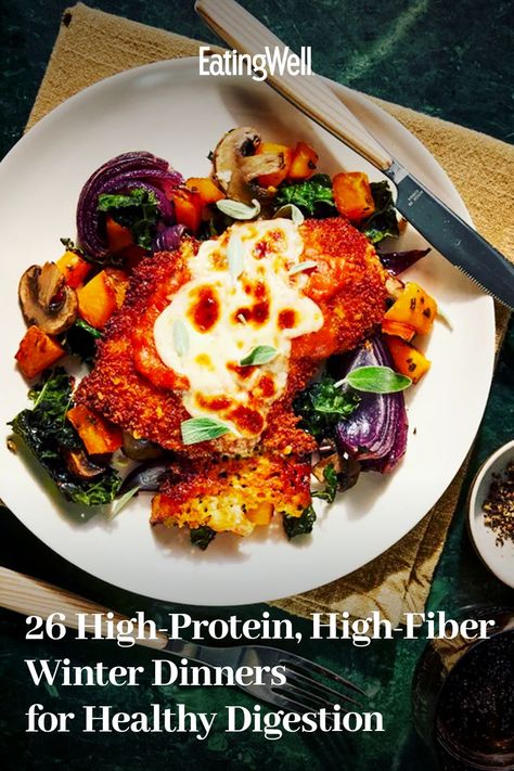 High Protein Dinner Recipes Healthy, Clean Winter Recipes, High Fiber Paleo Recipes, High Fiber High Protein Meals Dinners, Fiber Protein Meals, High Protein High Fiber Recipes, High Protein Winter Meals, High Fiber Meal Prep, Quick High Protein Dinner