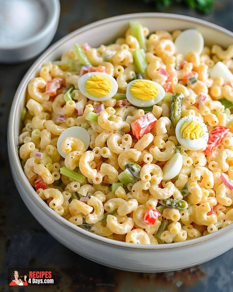 Classic Macaroni Salad Macaroni Salad Easy, Leafy Salads, Classic Macaroni Salad, Best Macaroni Salad, Leafy Salad, Macaroni Salad Recipe, Salad Easy, Grilled Teriyaki Chicken, Pickle Butter