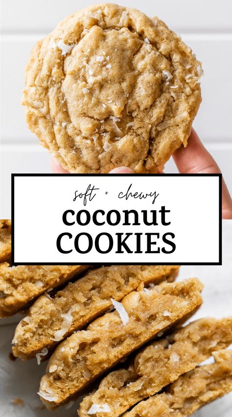 Vegan Cookies With Coconut Oil, Coconut Almond Oatmeal Cookies, Coconut Flake Cookies, Whole Food Cookie Recipes, Recipes Using Coconut Flakes, Coconut Flower Cookies, Coconut And Oatmeal Cookies, Sourdough Coconut Cookies, Dessert With Coconut Flakes