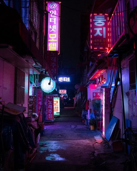 Night Alley, Liam Wong, Dystopian City, Photo To Watercolor, San Junipero, Neon Background, Rainy City, Neon City, Neon Noir