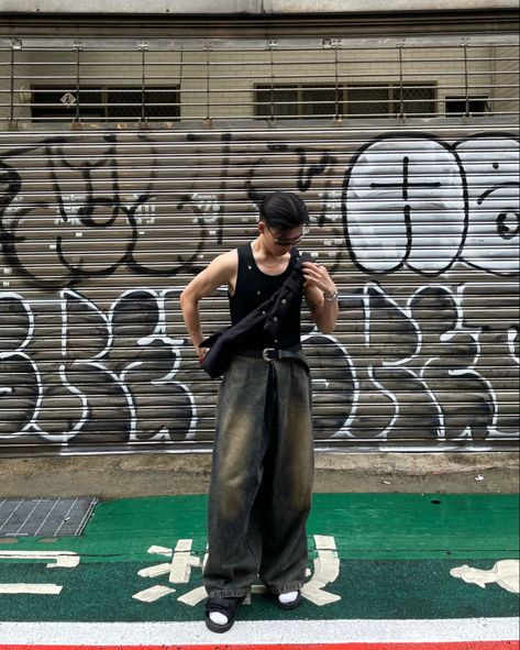 aesthetic fit boy men new york outfit men jeans tanktop sandals suicoke outfit inspiration ootd Big Pants, June 16, Alexander, Sandals, Pants, How To Wear, On Instagram, Quick Saves, Instagram