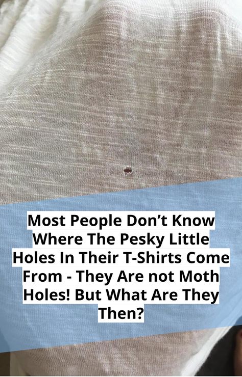 You’ve probably already had them in one of your t-shirts - those annoying little holes around your stomach. How did they get there? Most people blame moths for it. But while those little insects can sometimes be the cause for holes, most of the time it's something completely else! We will tell you the reason - did you see it coming? #little #holes #t-shirt #washing #clothing #insect #moth #mystery #angry #textile #shirt #hygene #question #lifehack Moth Holes In Clothes, Holes In Clothes, Lifestyle Hack, Useful Hacks, Lifestyle Board, Latest Hair, Lifestyle Tips, Useful Tips, Moth