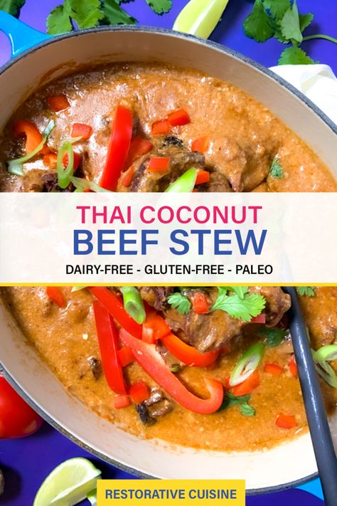 Beef Stew Paleo, Thai Beef Stew, Paleo Beef Stew, Crockpot Recipes Beef Stew, Thai Beef, Paleo Soup, Beef Stew Crockpot, Paleo Beef, Slow Cooker Beef Stew