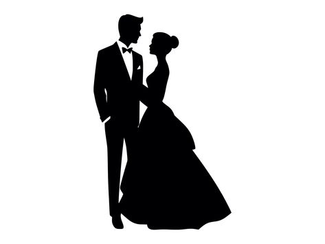 Married Couple Silhouette, Bride And Groom Svg, Wedding Husband, Printable Clip Art, Couple Silhouette, Art Cut, Wedding Silhouette, Laser Cut Wedding, Silhouette Cricut