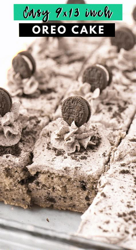 This easy oreo cake recipe is made in a 9x13 inch pan and is moist, fluffy, and loaded with oreos for the ultimate oreo birthday cake! There’s nothing better than a single layer cookies and cream cake topped with oreo frosting! No special equipment or skills required for this oreo sheet cake. #oreocake #cookiesandcreamcake #cake #oreofrosting Easy Oreo Birthday Cake, Oreo Tres Leches Cake, Oreo Sheet Cake, Easy Sheet Cake Recipes, Easy Oreo Cake Recipe, Easy Oreo Cake, Oreo Cake Recipe, Oreo Cookie Cake, Oreo Birthday Cake